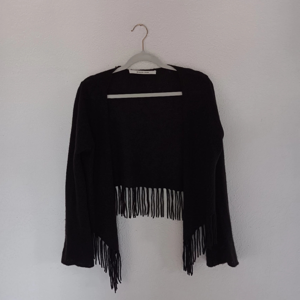 Minnie Rose cardigan. 100% CASHMERE. Brown. Size Small.